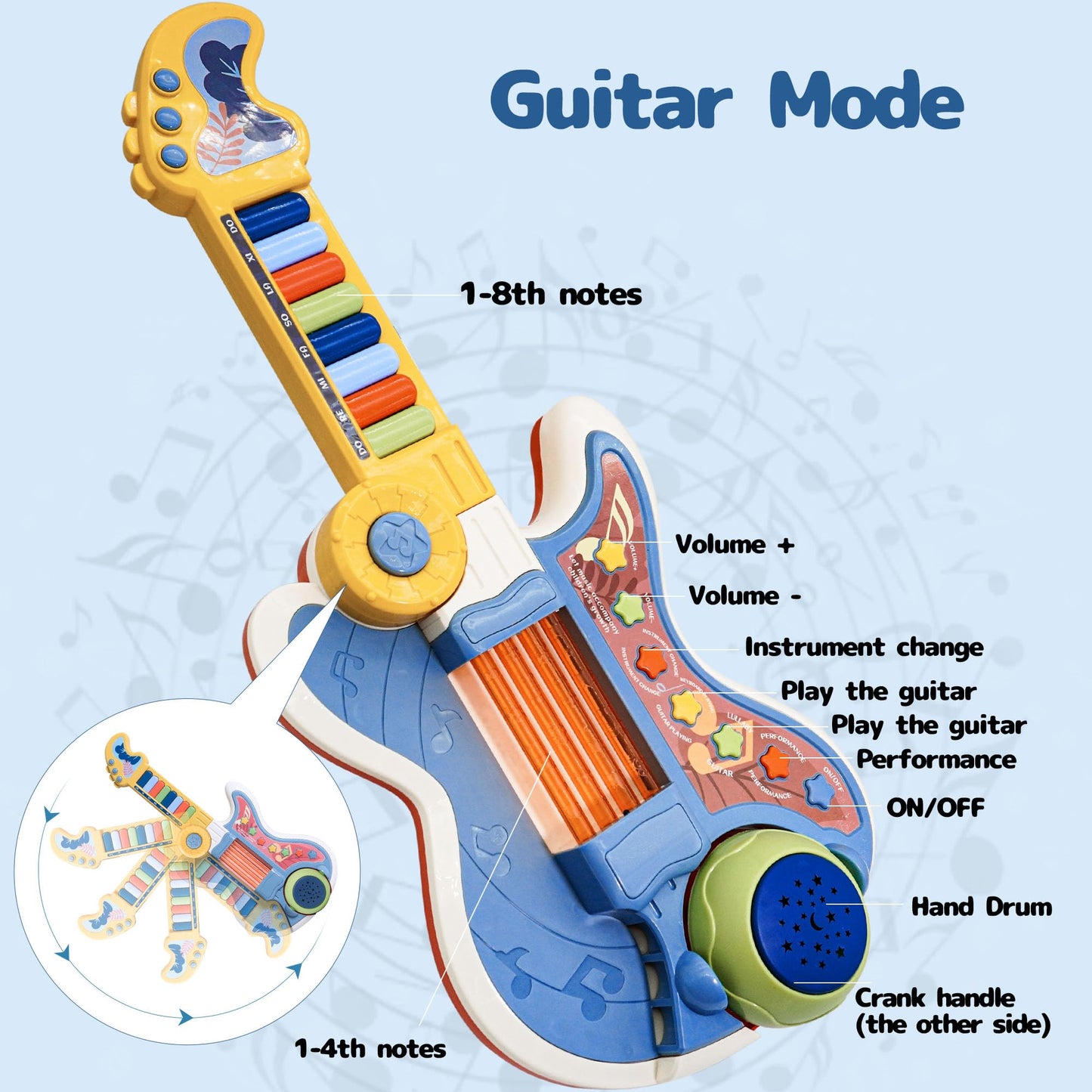 Toddlers Guitar, 4 In 1 Kids Guitar And Toddler Piano Guitar For Toddlers 2-4 With Lullaby Projector Toy Guitar For Kids Musical Instruments Toys Toddler Guitar For A 3 4 5 Year Old Boys Girls Gifts