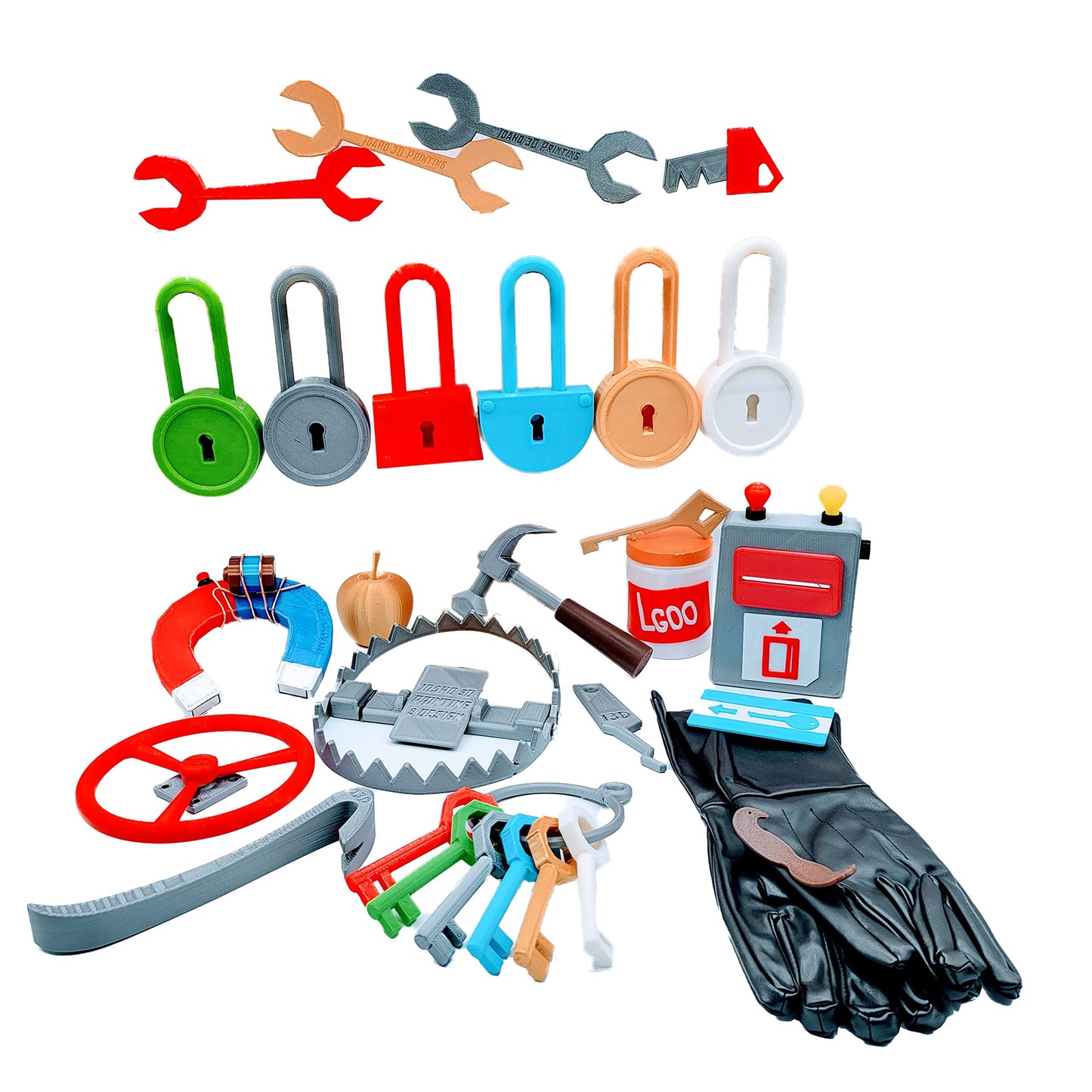 Hello Neighbor Toy Set - Complete Collection 3D Printed |Locks Keys Pretend Play| Made In Usa - Fan Inspired