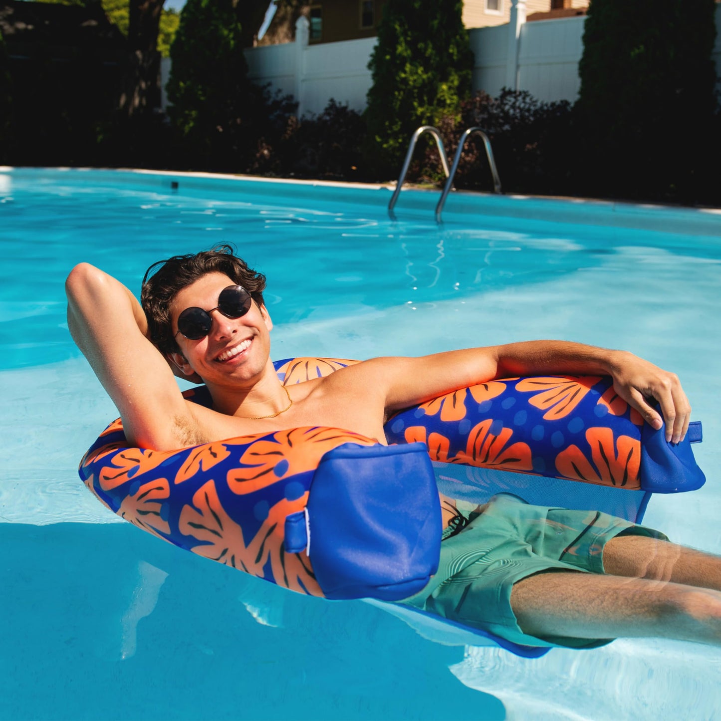 Big Joe Shaka Sling Xl Pool Float, Sweet Shells Berry, Doubled-Sided Mesh, Quick Draining Fabric, No Inflation Needed