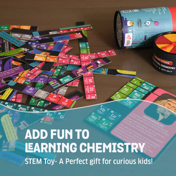 Chalk and Chuckles Elemental Chemistry Game for Kids, Cardboard, 54 cm x 28.5 cm, Educational Puzzle, Ages 10+, Red/Blue/Green/Yellow