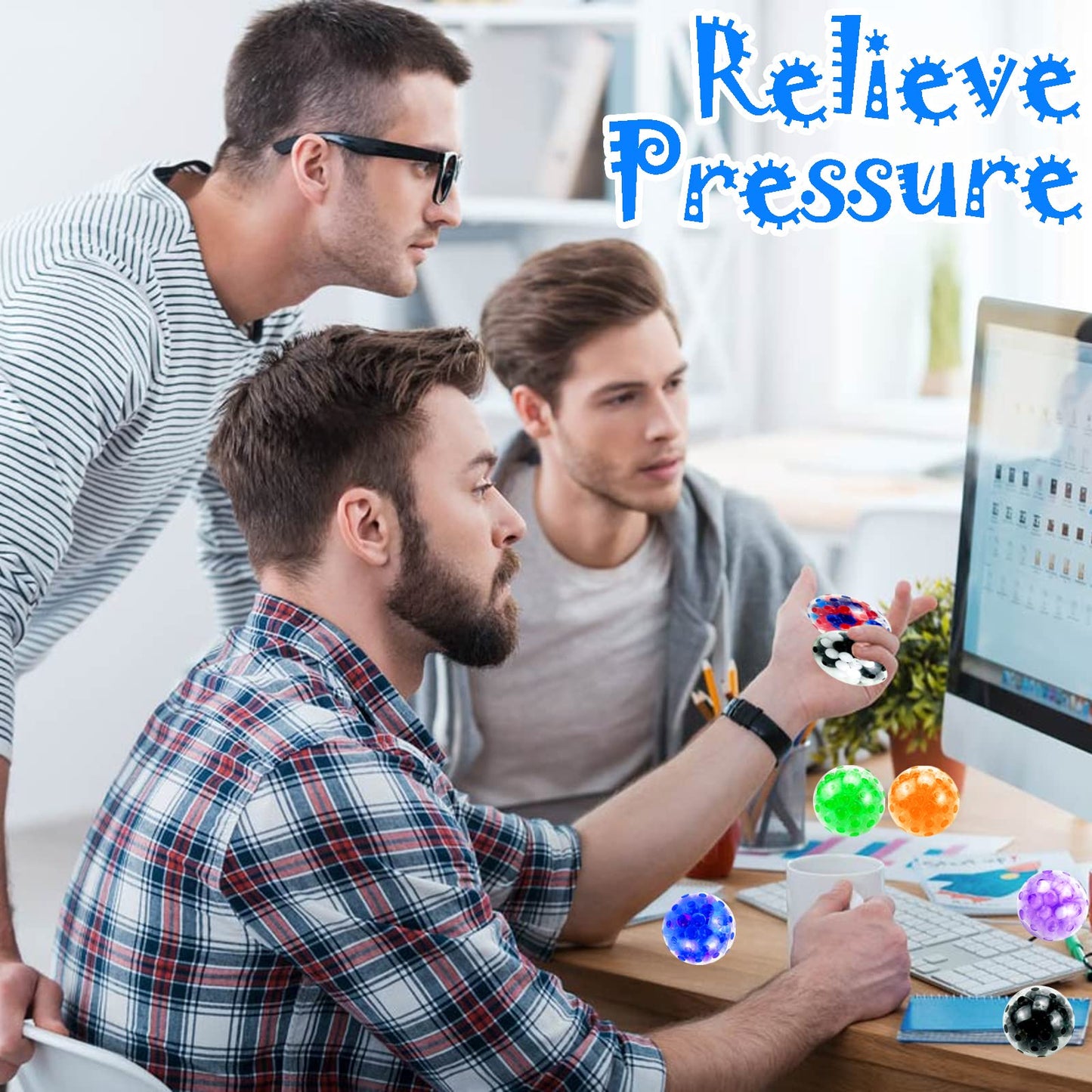 Stress Balls, Squishy Squeeze Balls Bulk, Small Sensory Balls, Adhd Stress Relief For Adults , Classroom Prizes, Party Favors, B