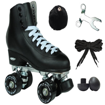 Epic Skates Classic Quad Roller Skates, Size 10, Black