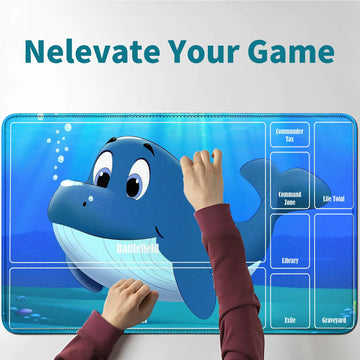 Rwutytiul Dolphin Card Playmat 24 X 14 Inch With Tube Bag, Card Gameplay Mat With Zones Commander Deck Board Mtg Rpg Ccg Tcg Car