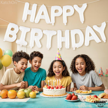 Katchon, White Happy Birthday Balloons Letters - 16 Inch | Happy Birthday Balloon White | White Happy Birthday Banner, White Birthday Decorations | Happy Birthday White Balloons For White Party Dècor