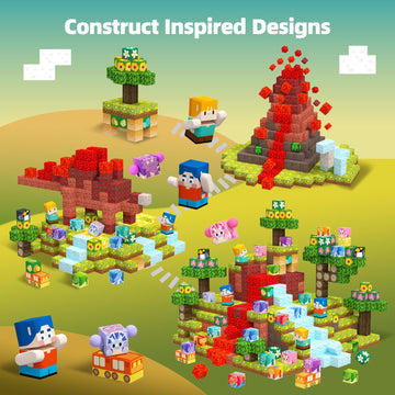 Gobidex 100Pcs Magnetic Building Blocks Volcano Dinosaur Set For Toddler, Sensory Stem Toys For Kids Ages 3-5 5-7 4-8, Birthday