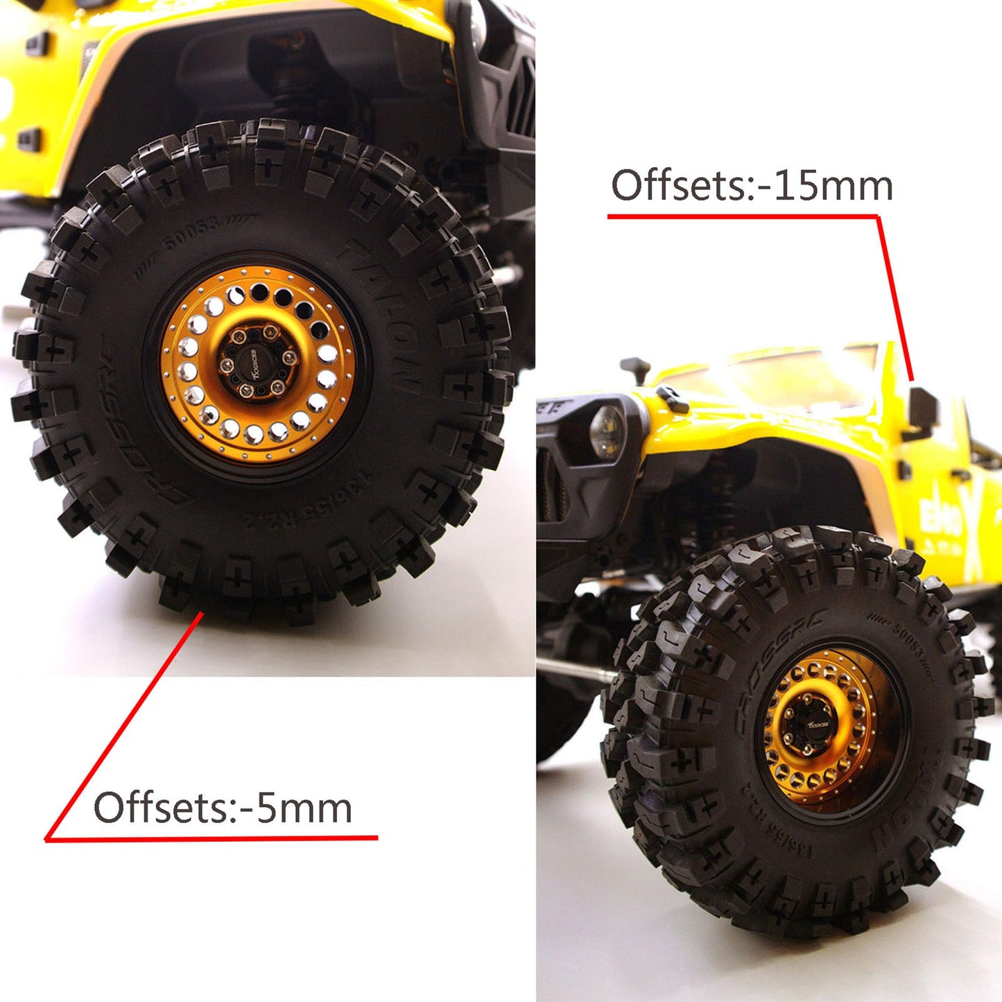 Txxrcss Adjustable 2 Offsets Rc 2.2 Beadlock Wheels Rims 1/10 Crawle Car Wheel Aluminum Hub Upgrades For Remote Control Scx10 Ca