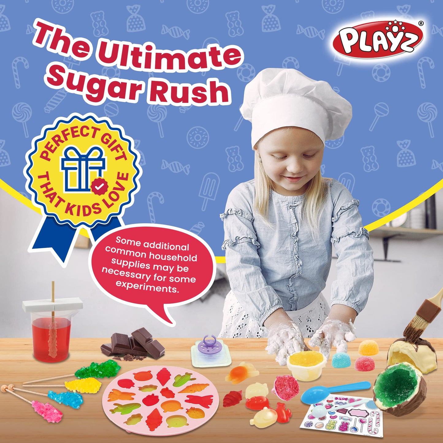 Playz Edible Candy Making Science Kit For Kids Ages 8-12 Years Old - Food Science Chemistry Kid Science Kit With 40 Experiments To Make Your Own Chocolates, Educational Science Kits For Boy & Girls