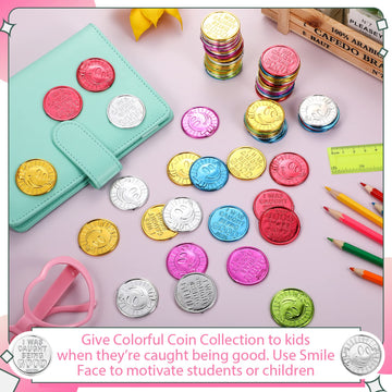 Zubebe 800 Pcs Behavior Tokens Bulk Caught being Good Incentive Coins Reward Behavior Tokens for Kids Colorful Plastic Coins Sch