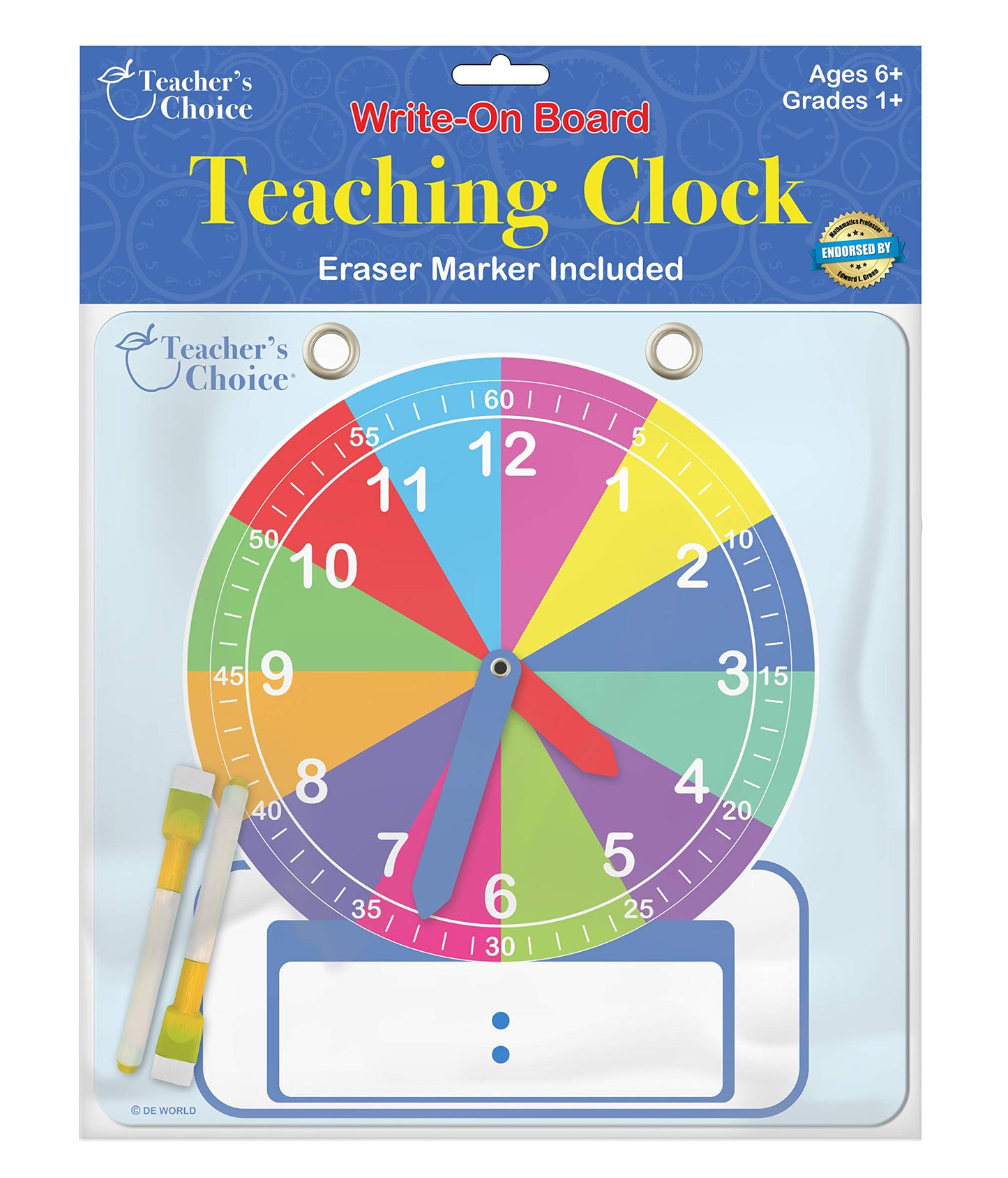 Teacher'S Choice Writable Dry Erase Learning Clock | Large 12 Demonstration Teaching Time Practice Clock With Dry Erase Writing
