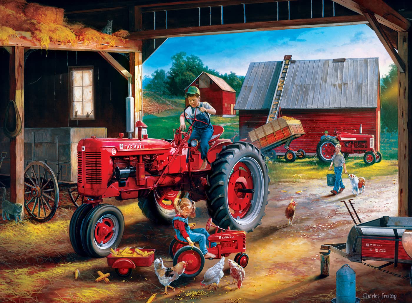 MasterPieces 2000 Piece Jigsaw Puzzle - Farmall 4-Pack, 14" x 19", Paper, Model 41402, Ideal for Adults and Families