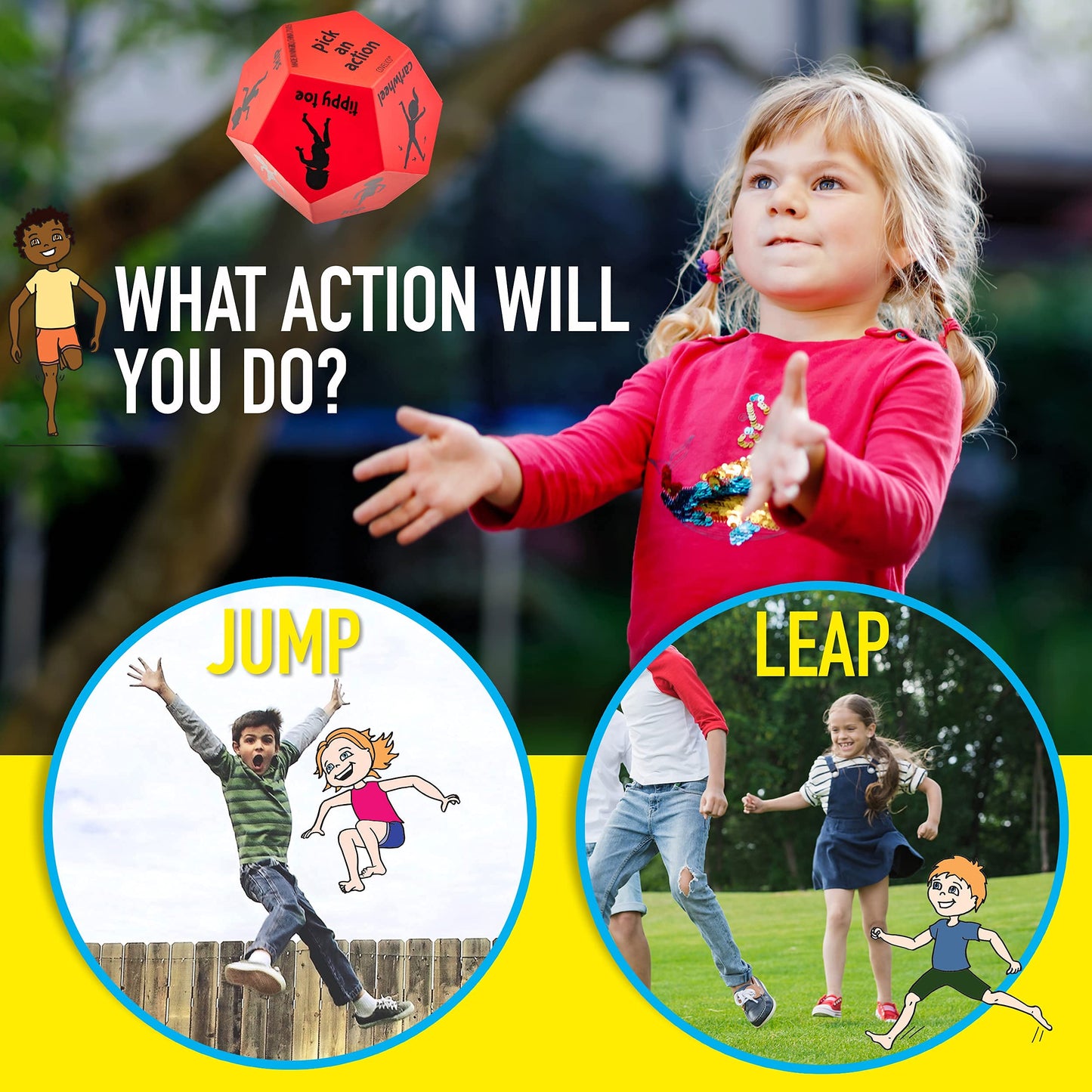 Covelico Kids Exercise Dice for Obstacle Course for Kids & Gymnastics Games, PE Equipment for Indoor Recess Games & Gross Motor