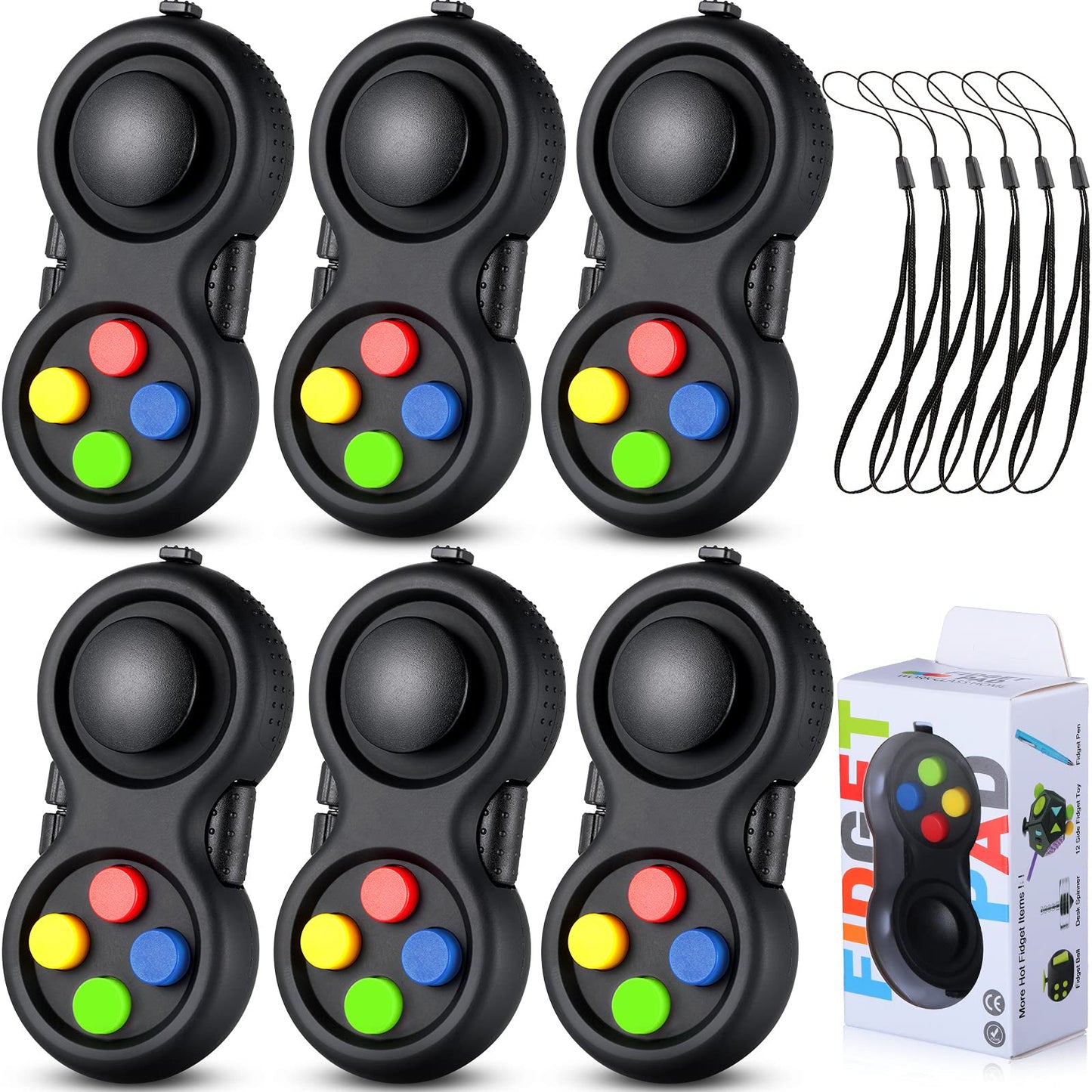Skylety 6 Pieces Cam Fidget Pad Controller Relieve Anxiety Handheld Mini Game Remote Controller Fidget Pad Stress Reducer For Adult Relieve Stress(Simple Colors)
