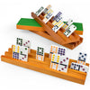 Queensell Domino Holders For Classic Board Games - Wooden Domino Racks Set Of 4 - Mexican Train Dominoes Accessories - Domino Trays For Tiles Family Games (Large)