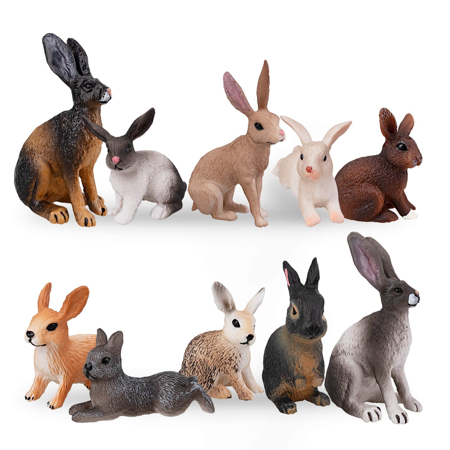 Toymany 12Pcs Bunny Figures Toys For Kids, Easter Rabbit Figures Farm Animal Toy For Cake Toppers Party Favors For Toddlers