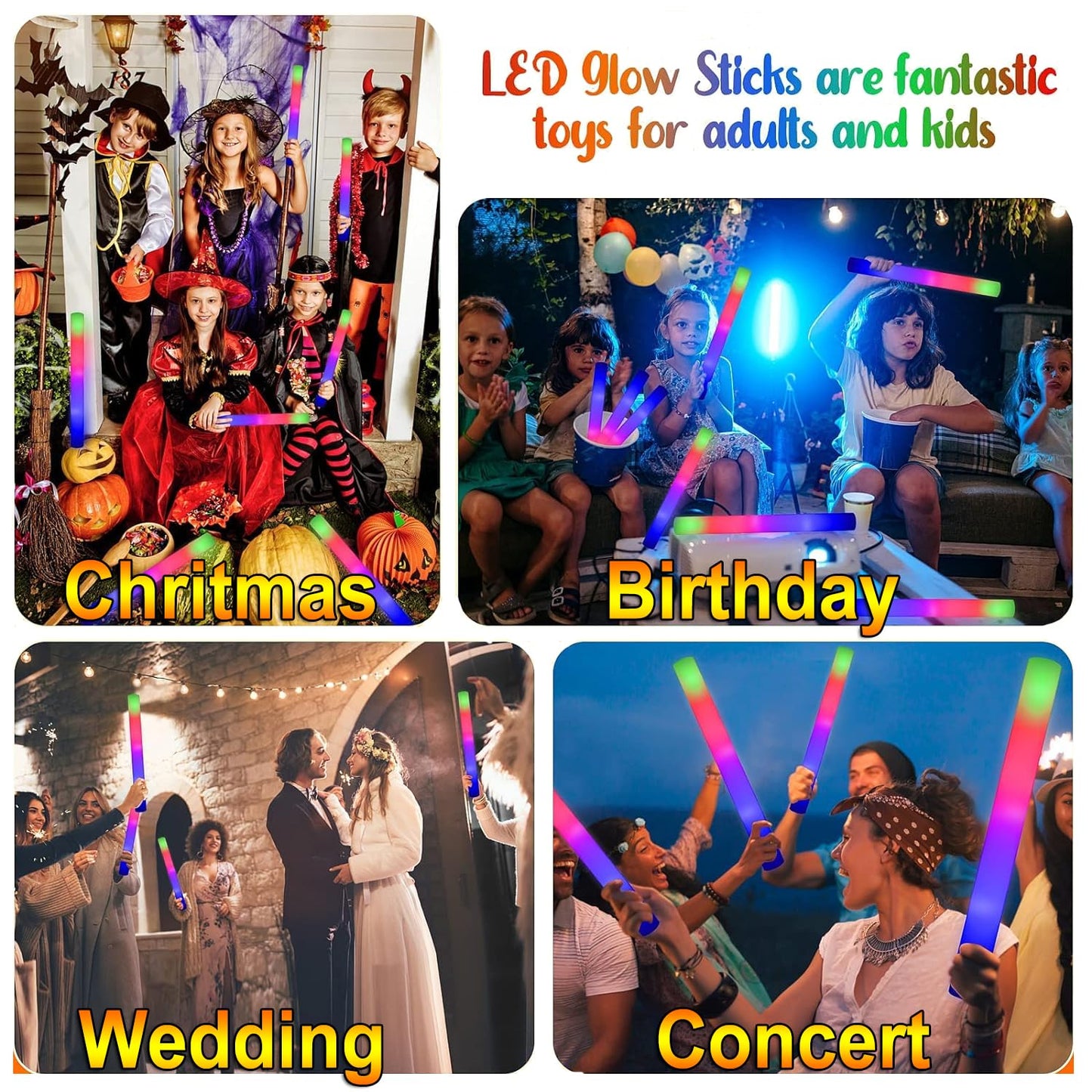 Lifbetter Light Up Glow Sticks Bulk, Led Foam Sticks In The Dark With 3 Modes Flashing Led Foam Multicolor Batons Light Up Party Favors For Birthdays, Weddings, Concerts, Festivals (156Pcs)