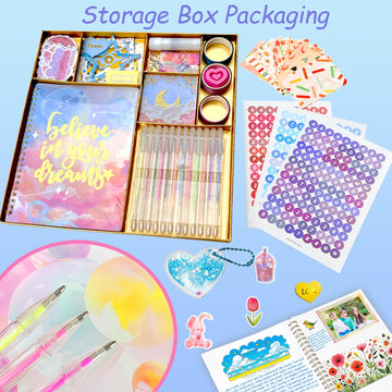 Toyelo Dly Journal Kit For Girls, Diary Suppies Set, Jouraling Art Crafts Kits, Stationery Set Birthday Gifts For 6 7 8 9 10 11
