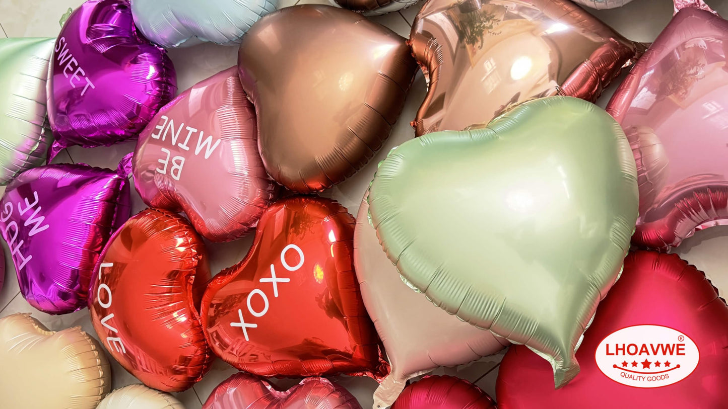 Rose Gold Heart Shaped Balloons Pack Of 12,18 Inch Silver Love Valentine Balloons Pink Heart Romantic Balloons For Valentines Da