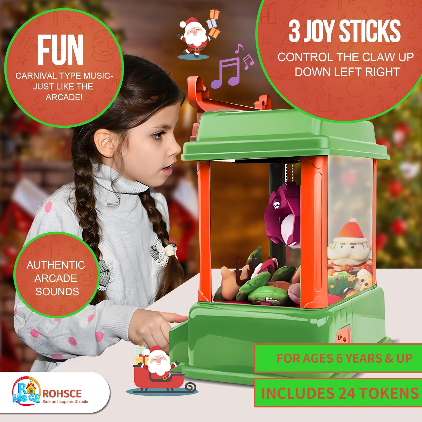 Rohsce Claw Machine For Kids, Mini Vending Machines Arcade Claw Game Prizes Toy, Indoor Electronic Cool Fun Toys For Girls Birth