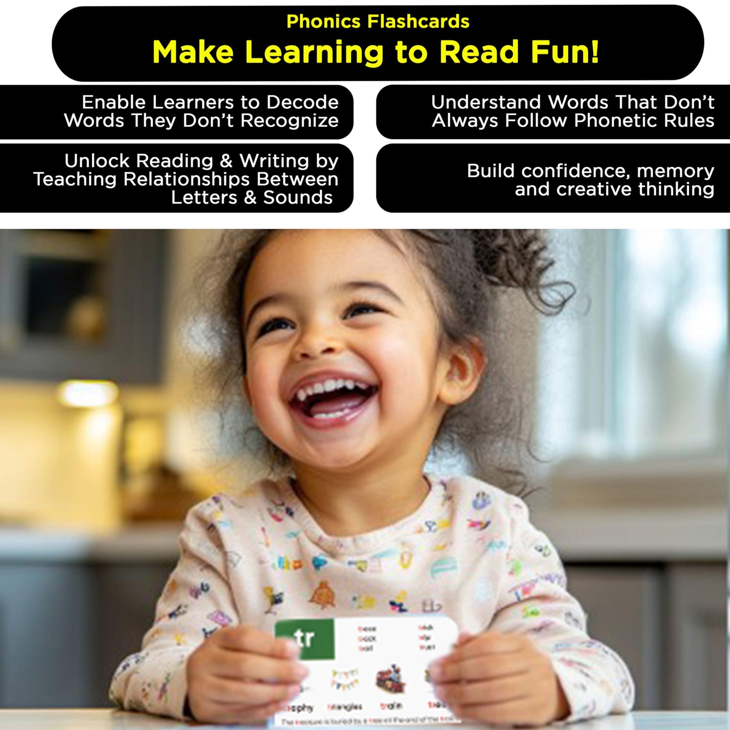 Think Tank Scholar Phonics Flash Cards + Prefixes & Suffixes (1000+ Words) 122 Phonics, 6 Teaching Methods & 6 Fun Learning Game