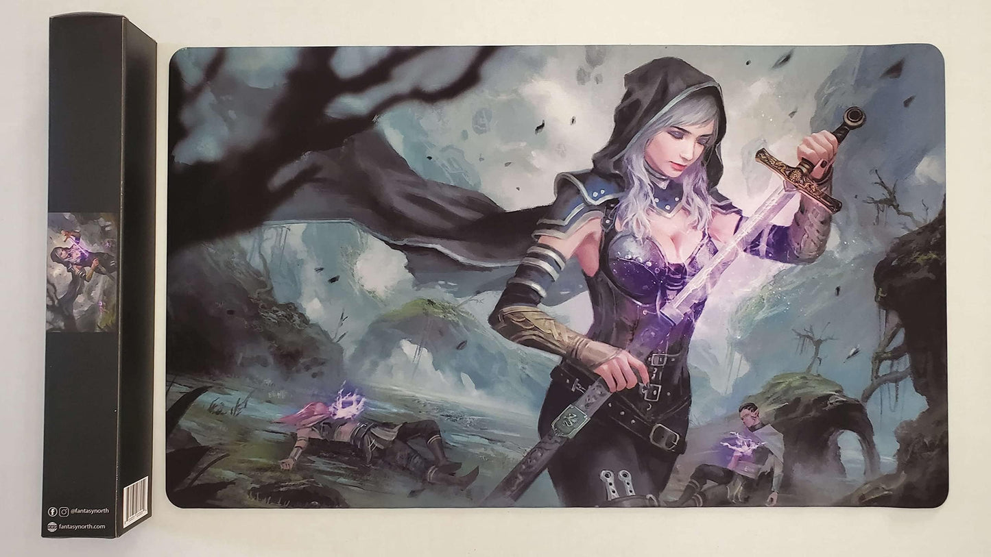 Fantasy North - Valindra - Queen'S Vanquisher - Tcg Trading Card Game Playmat And Mouse Pad - 24 X 14 Inches - Perfect For Magic