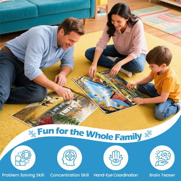 2 Pack 300 Pieces Puzzle for mature-themeds Autumn Puzzle Farm Jigsaw Puzzles 300 Pieces for mature-themeds Kids Seniors Countryside Jigsaw Puzzle enhanced Cardboard Puzzles for Tabletop Family Activity Gift