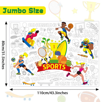 Sports Games Coloring Poster For Kids Olympic International Sports Coloring Poster Giant Football All-Star Games Coloring Tablec