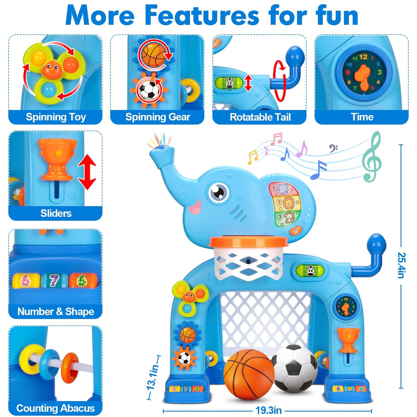 Gmaophy Toddler Basketball Hoop & Soccer Goal, Toys For 1 2 3 Year Old Boys Girls, Kids Sports Toy With Light Sound Music, Monte