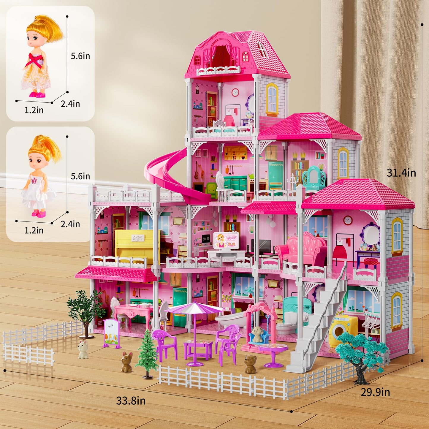 Villa Girls Toys For Kids Ages 2 3 4 5 6 7 - Girls Dolls, Diy Girls Toys, Girls Indoor Toys, Pretend Plays Toy With Accessories