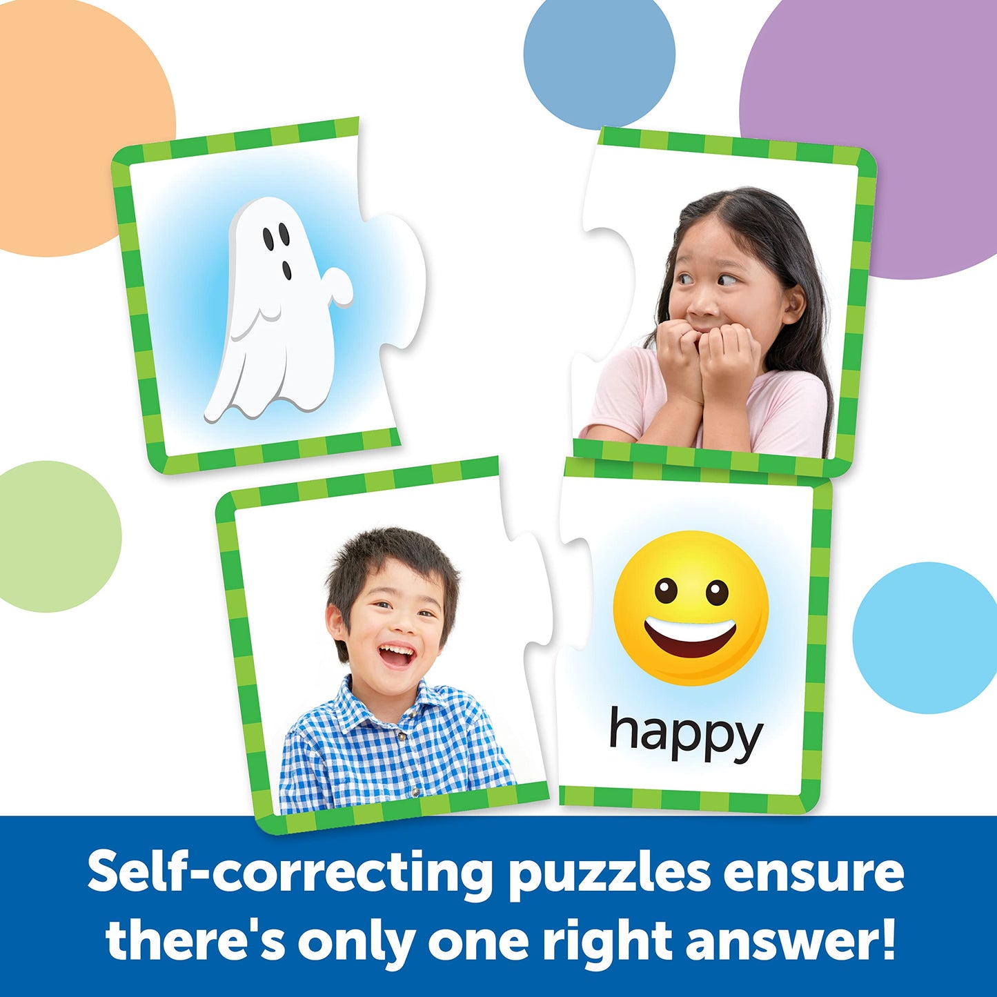 Learning Resources Feelings & Emotions Puzzle Cards, 48 Pieces, Social Skills & Speech Therapy, Ages 3+, Model LER6091
