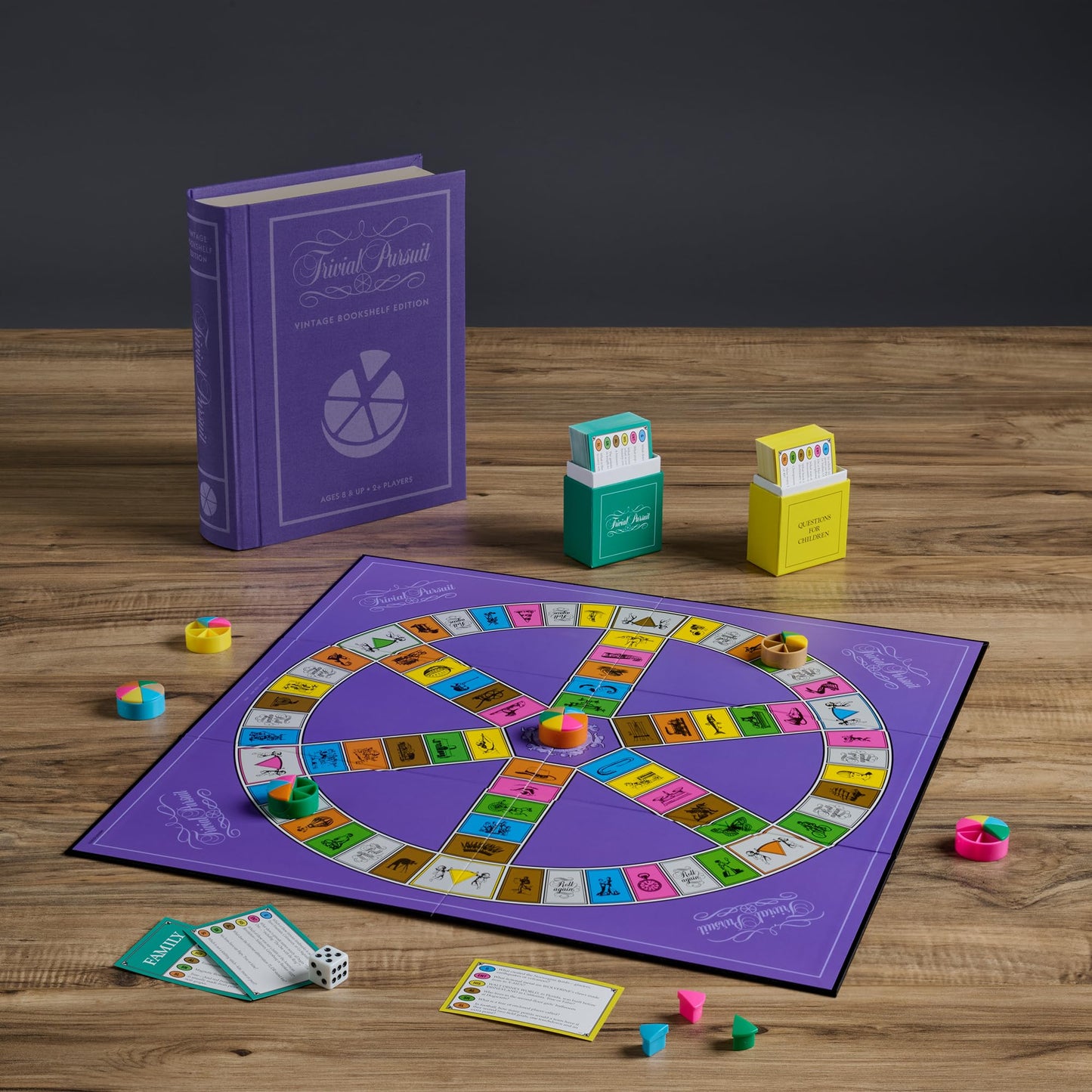 WS Game Company Trivial Pursuit Vintage Bookshelf Edition, Purple, Model 44419, Linen Material