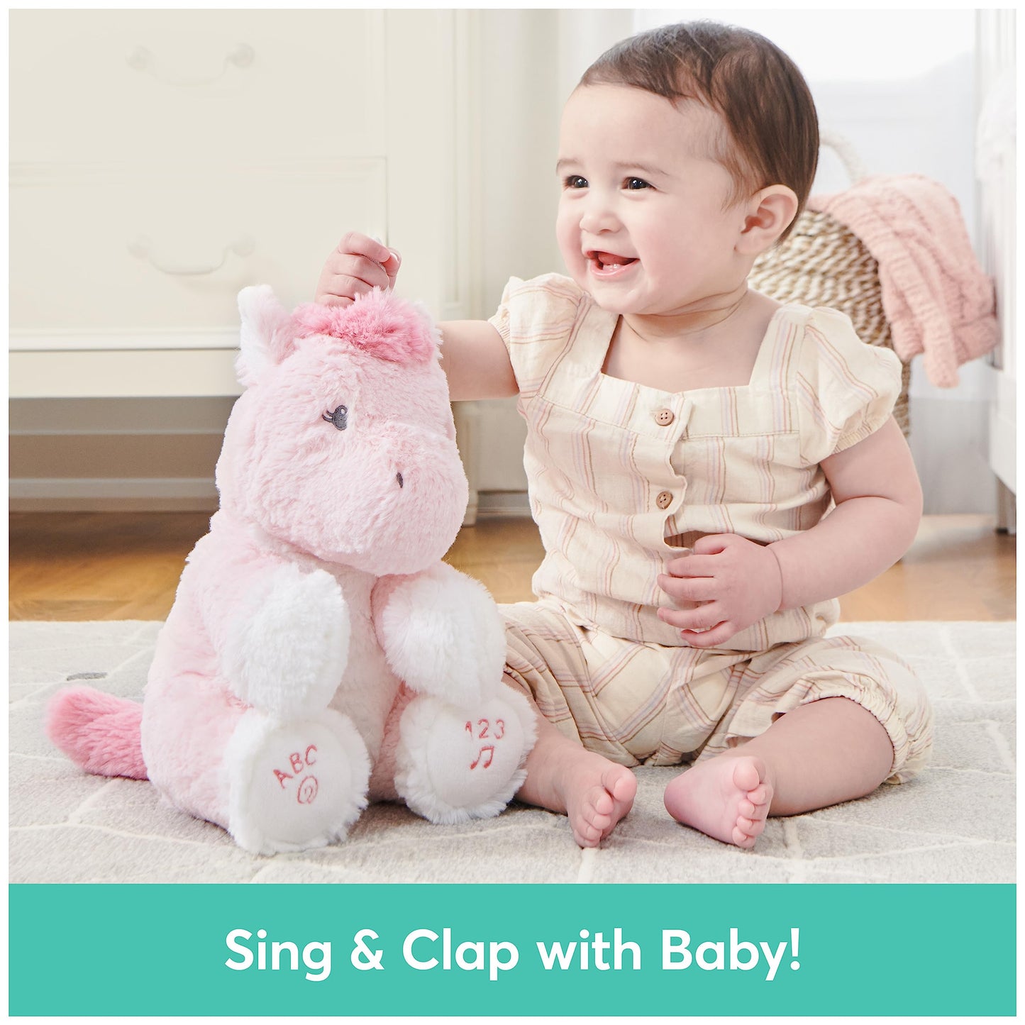 Gund Baby Alora The Unicorn Animated Plush, Singing Stuffed Animal Sensory Toy, Sings Abc Song And 123 Counting Song, Pink, 11