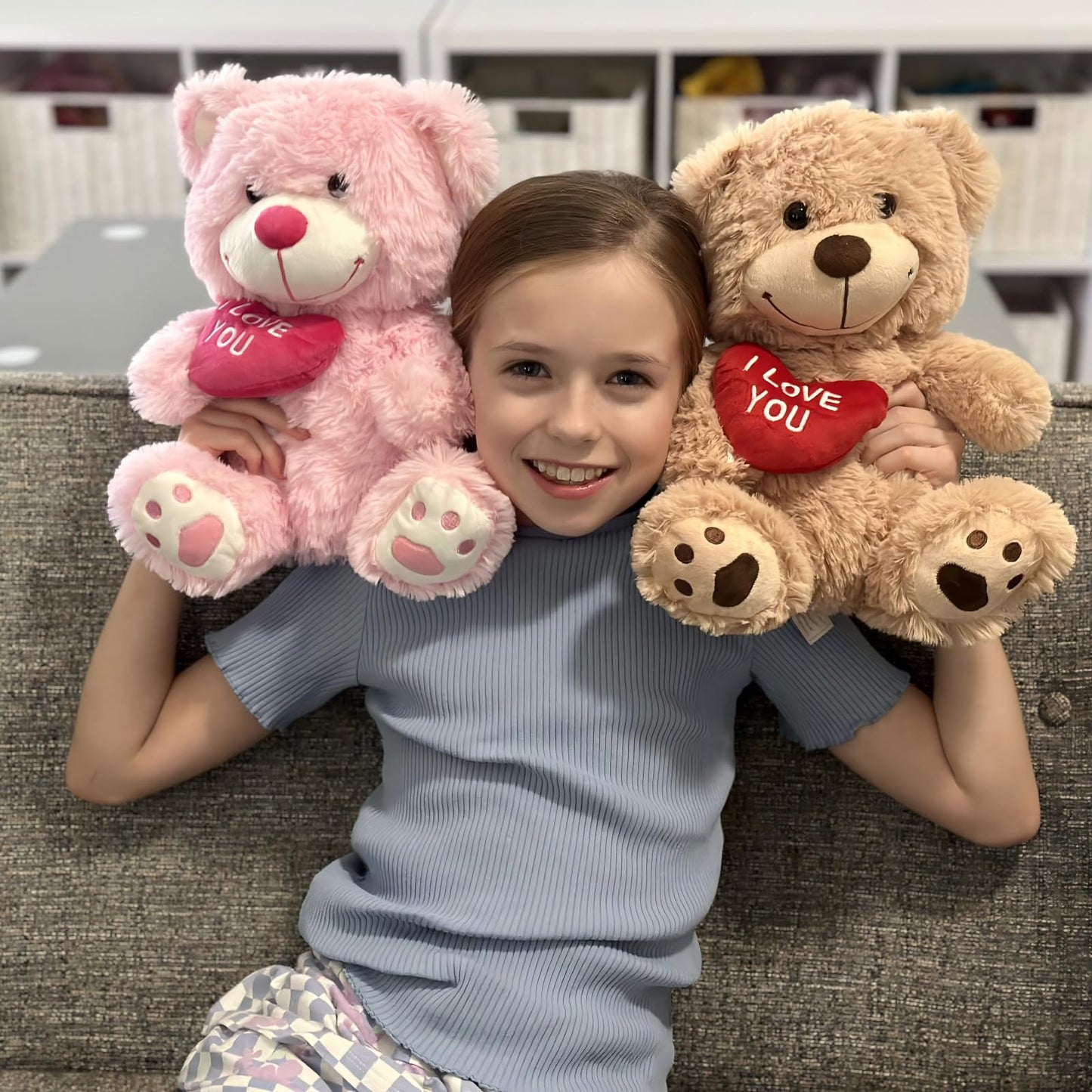 Beniny 12'' Teddy Bear With Heart, Cute Pink Teddy Bear Stuffed Animals For Valentines Day Soft Bear Plushie Toy Stuffed Bear Pl