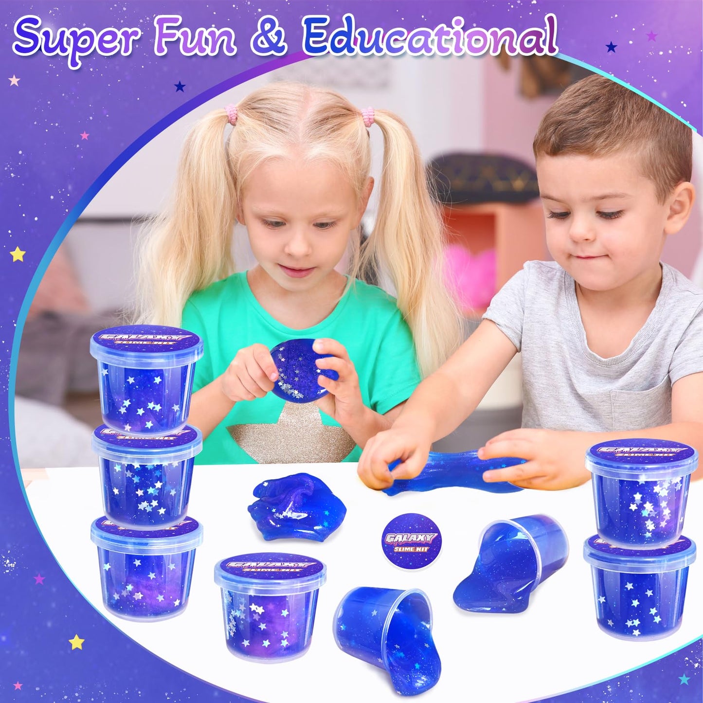 24 Pack Galaxy Slime Party Favors For Kids Blue Purple Clear Glitter Slime Kit Christmas Birthday Goodie Bag Stuffer Classroom R