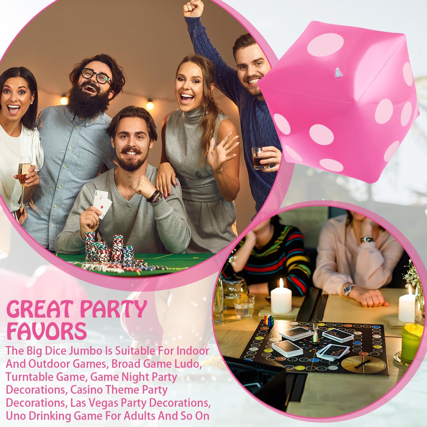 3 Pack Inflatable Dice Jumbo Giant Inflatable Dice Large Inflatable Dice Toy for Indoor Outdoor Broad Game Ludo Pool Party Favor