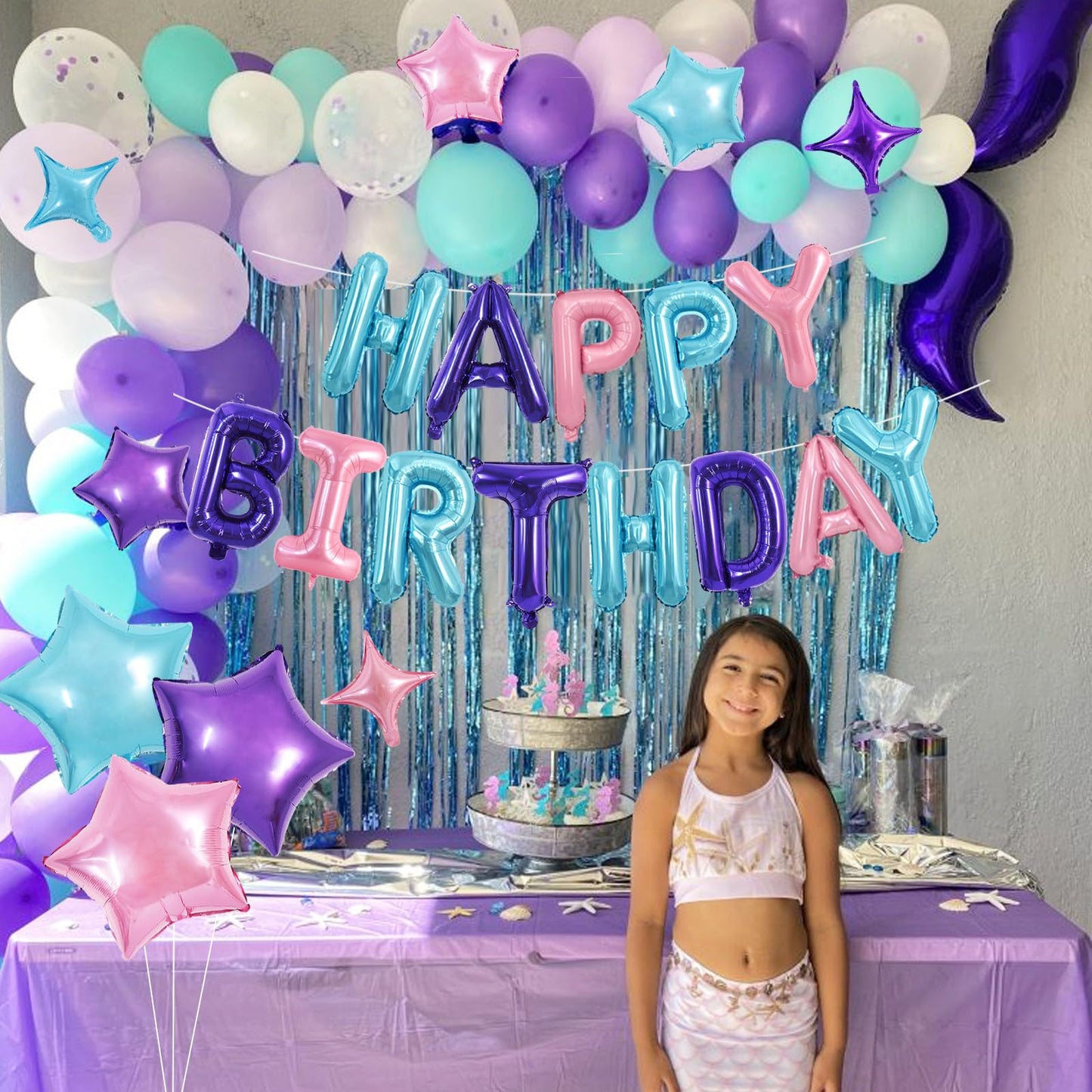 TONIFUL 35PCS Happy Birthday Decorations Kit 16 Inch Happy Birthday Balloon Banner with Star Balloons Mylar Foil Birthday Party