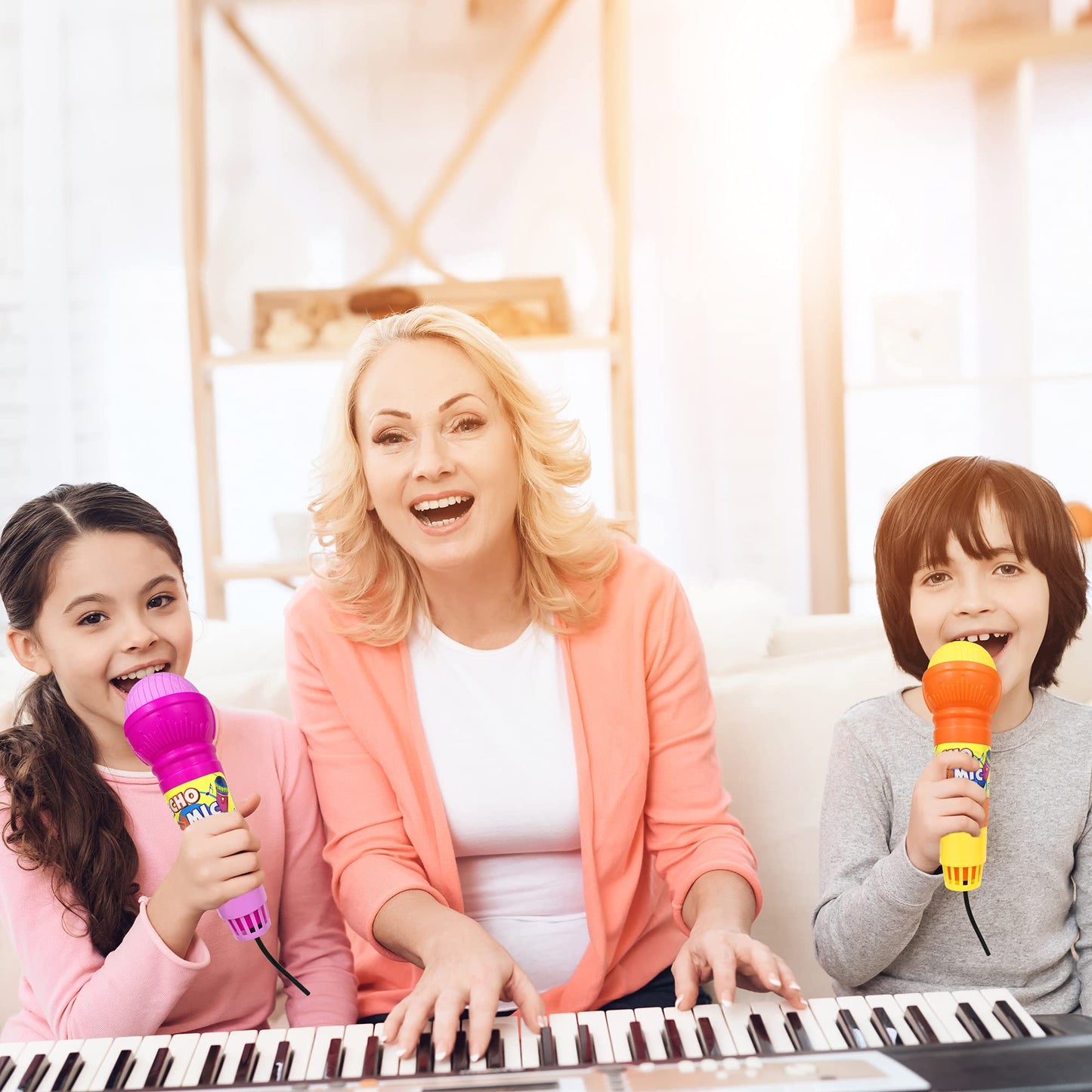 Ppxmeeudc 8 Pcs Echo Toy Microphones For Kids Karaoke Mics For Children With Echo Effect Lightweight Music Toys Fun Supplies For Birthday Picnic Bbq Or Party