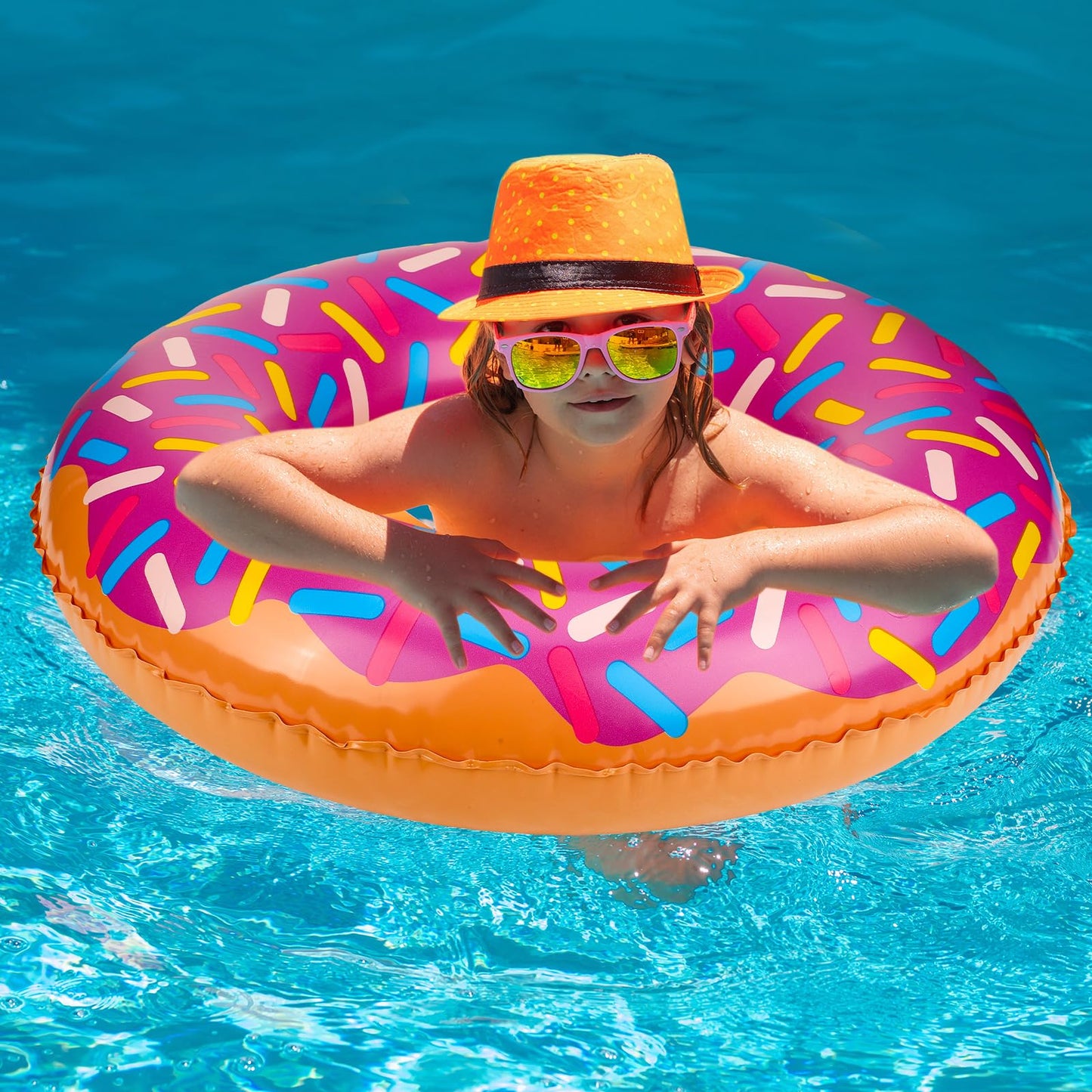 Meooeck 12 Pcs Inflatable Donut Assorted Inflatable Suckers Birthday Party Decoration Candy Balloons Props Favors for Swimming P