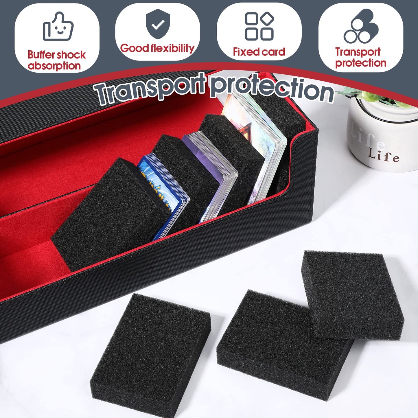 Card Dividers For Storage Boxes Trading Box Dividers Multifunction Card Sponge Shock Absorbing Sponge Suitable For Almost All Boxes To Fill Extra Space For Card Security, Black (80)