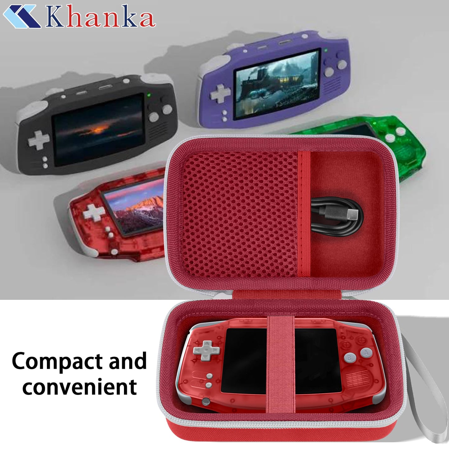 Khanka Hard Travel Case Replacement For Anbernic Rg34Xx Handheld Game Console,Case Only. (Red)