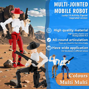 Deeplus Titan 13 Action Figure, Cowboy Already Assembled T13 Action Figures for Boys, 2-Pack Cowboy Dummy 5.4 inches T Lucky 13