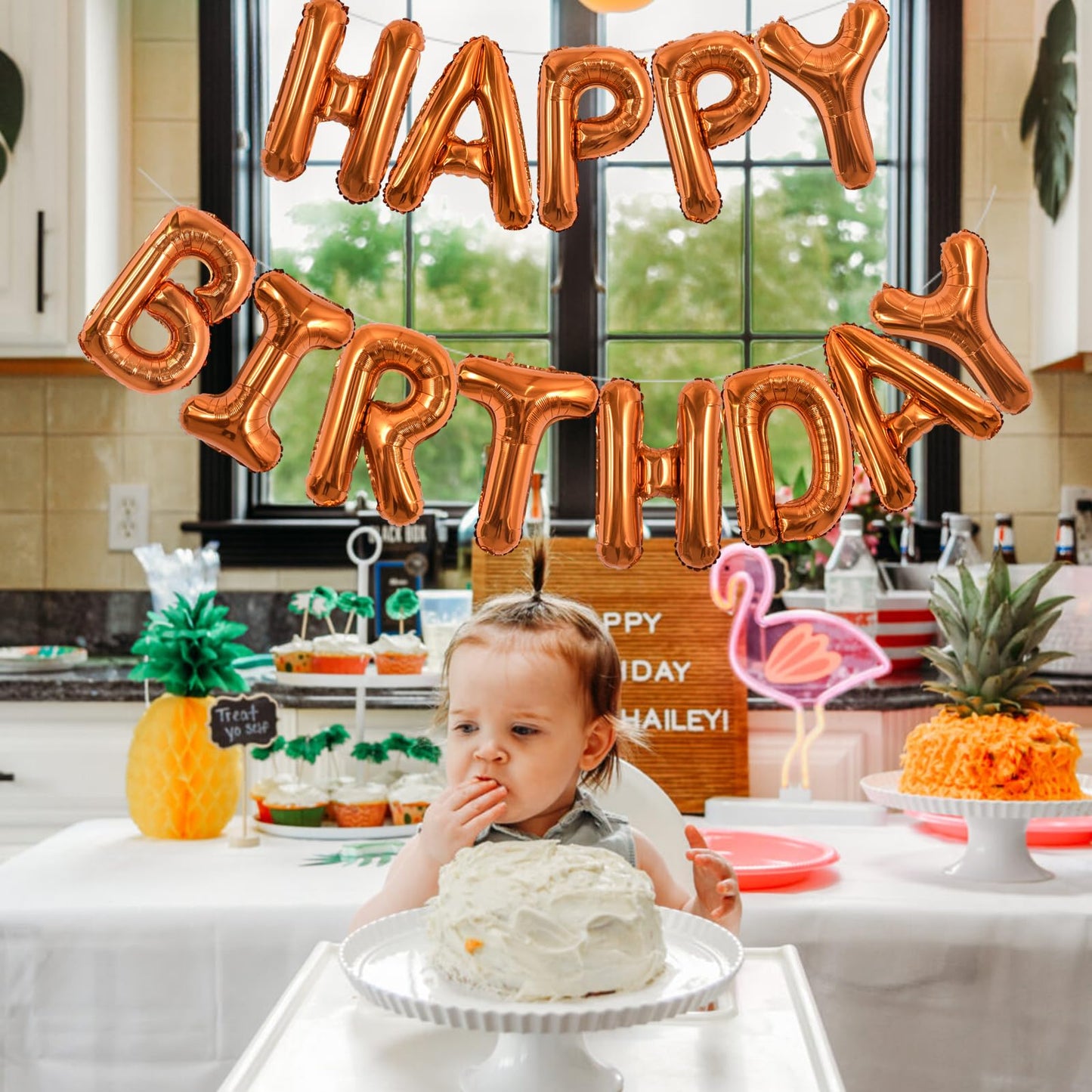 Toniful 52 Pieces 16 Inch Orange Letter A-Z Balloons,Custom Phrase Mylar Foil Alphabet Letter Diy Personalized Phrase Banner For