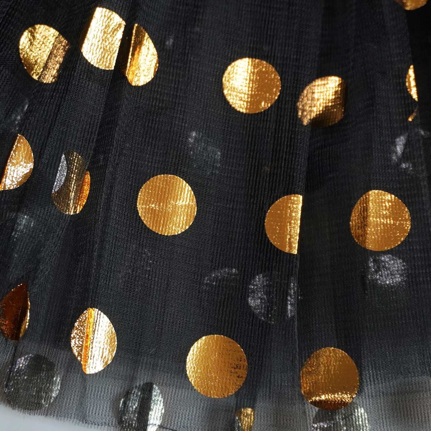 GUANGHE Girls Black and Gold Polka Dot Tutu Skirt - Halloween, Christmas, Birthday Costume