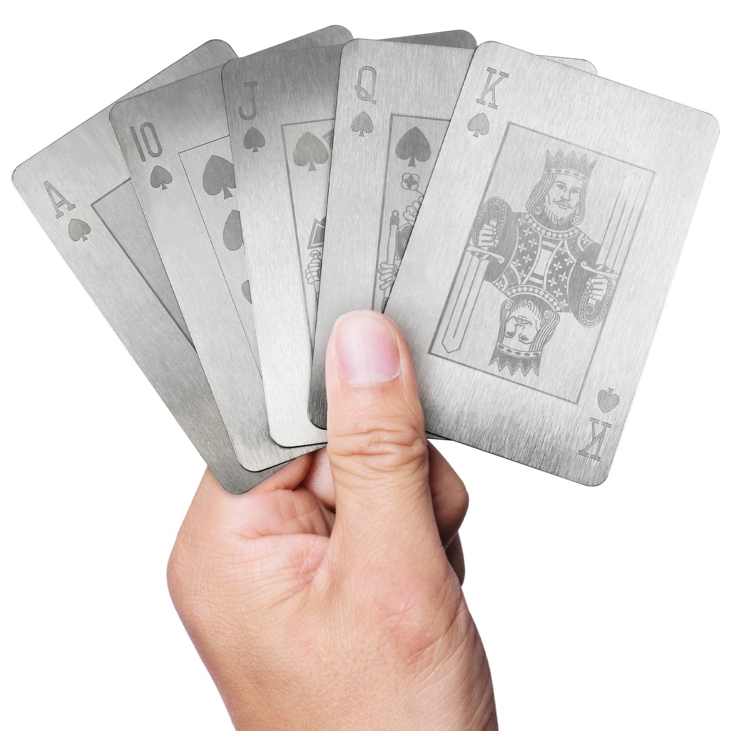 Collectible Playing Cards, Stainless Steel Playing Cards Weighing 1.4 Pounds With Lockbox - 100% Ultra-Premium Solid 0.3Mm Brushed Silver Waterproof Deck