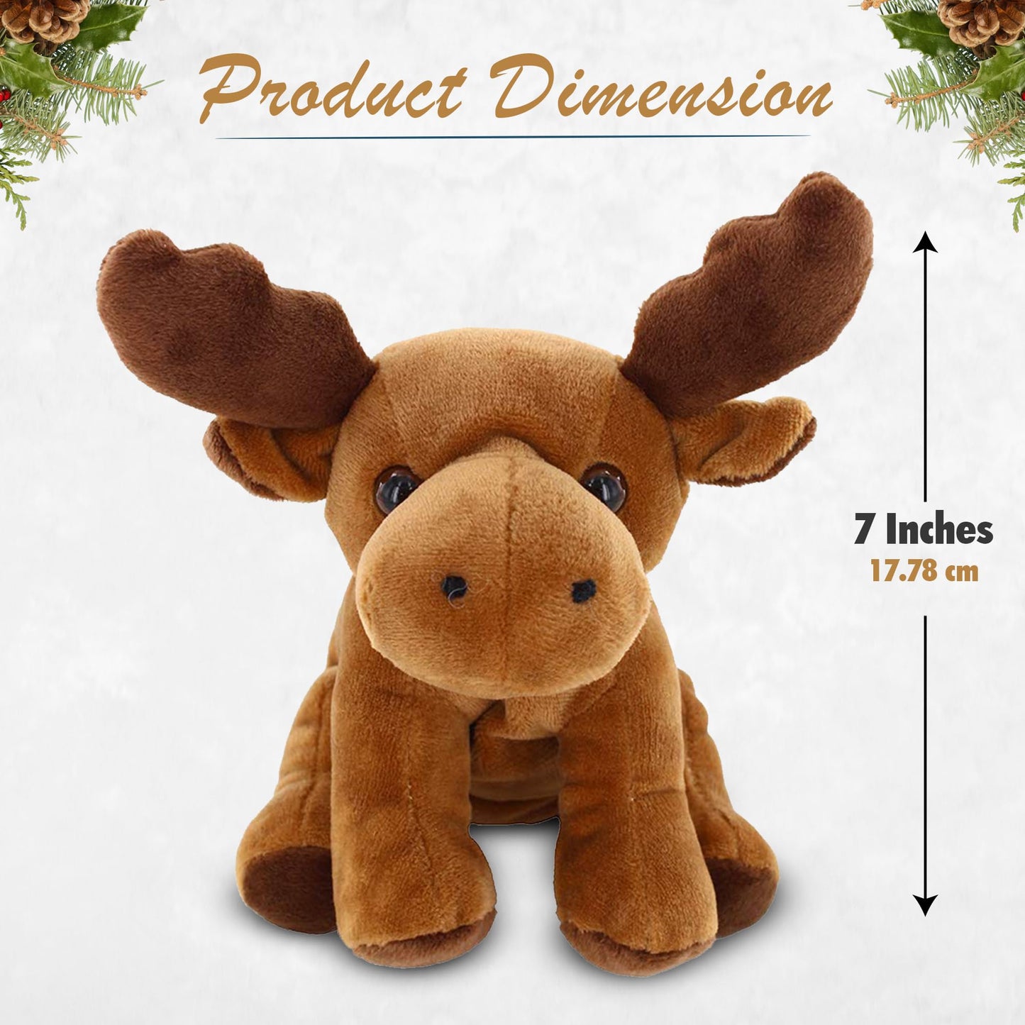 Plushland Beanie Moose Sitting 7' Stuffed Toys Plush Super Soft Winter Holiday (Benaie Moose)
