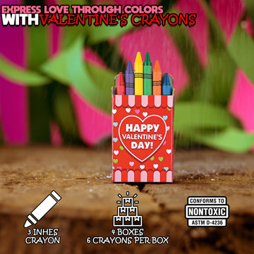 Fun Express, Valentine Crayons for Valentines Day, Basic Supplies, Drawing, Crayons, Valentines Day, 24 Pieces