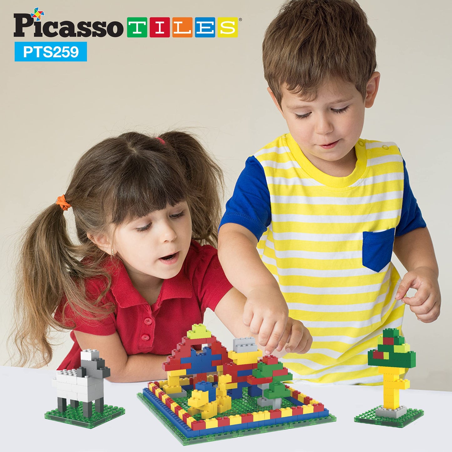 Picassotiles 259Pcs Magnetic Brick Tile Building Block Combo Set Compatible With Other Tiles Over 50+ Combination Stem Toy Educa