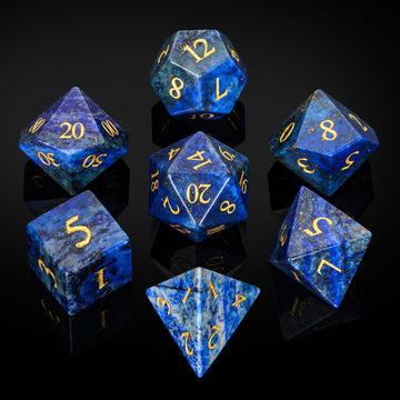 UDIXI Lasurite Stone Dice Set D&D 7PCS Gemstone Dice Polyhedral DND Dice with Gift Case for Dungeons and Dragons Role Playing Ga