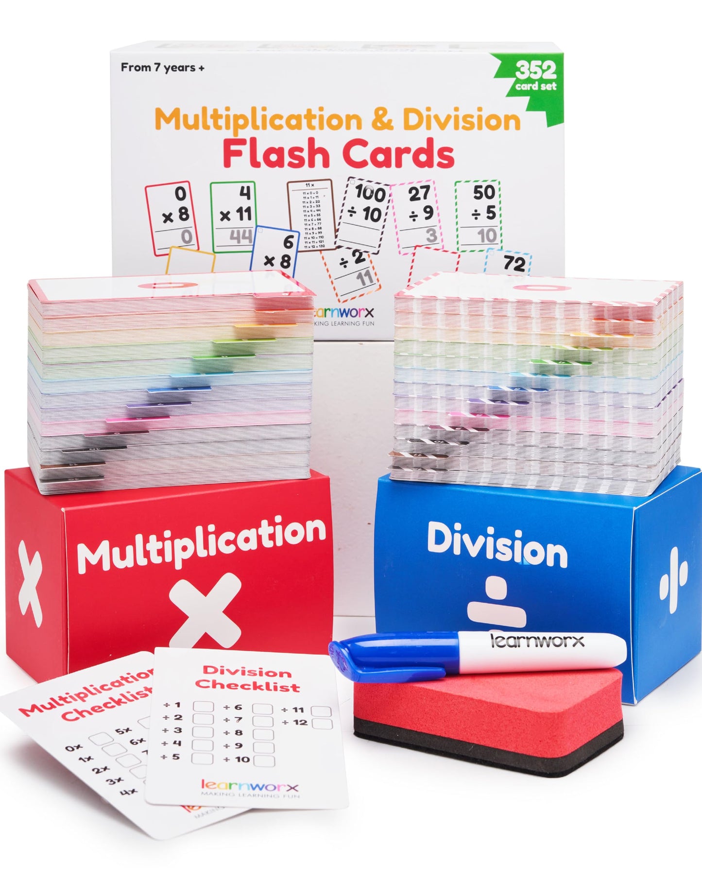 Multiplication Flash Cards, Math Flash Cards, Multiplication Division Flash Cards, Math Facts, Kids Math Games 2Nd 3Rd 4Th 5Th 6Th Grade, Times Table Flashcards | Bulk 352 Flashcards Set Ages 7-11