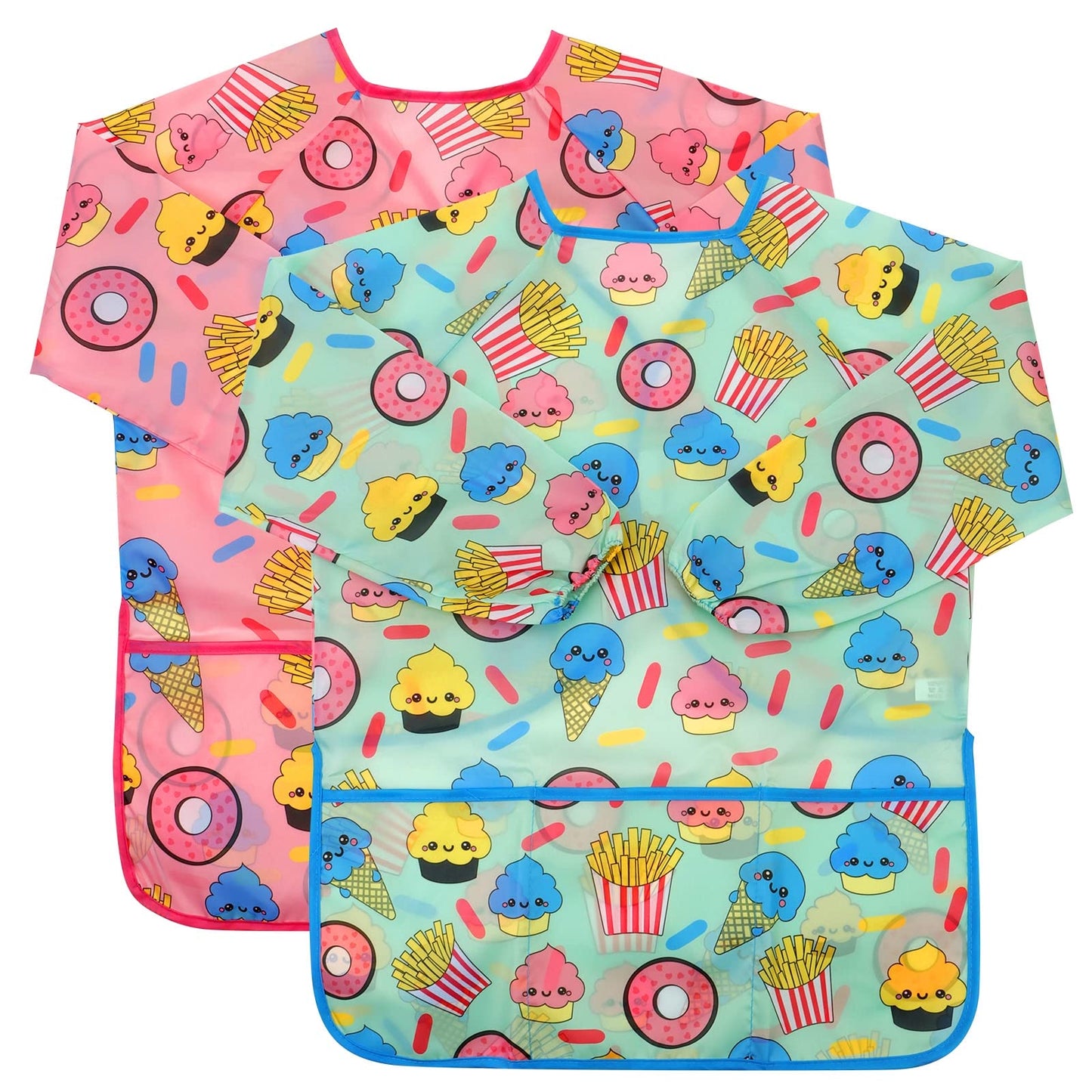 Cubaco 2Pcs Artist Smocks Kids Apron For Painting, Children Smocks With Dessert Pattern, Art Smocks For Kids 3-5 Years Paint Smo
