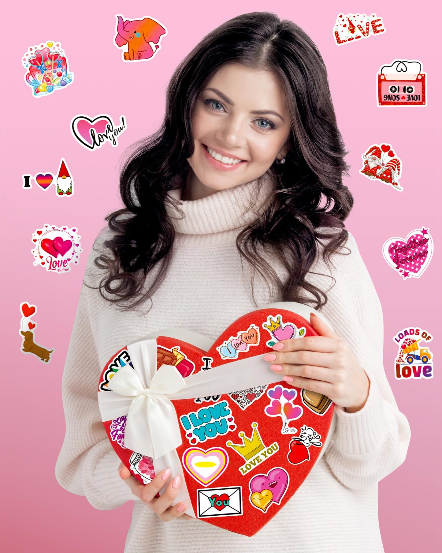 Benresive 300 Pcs Valentines Day Stickers For Kids Classroom, Cute Valentines Day Water Bottle Stickers, Party Favors Bulk, Gifts For Kids Classroom Pack